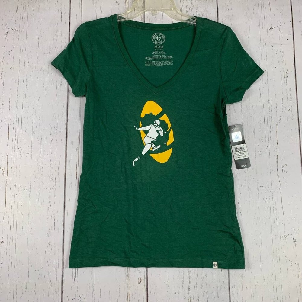Green Bay Packers GB NFL 47 Medium Green Casual Tshirt New Women